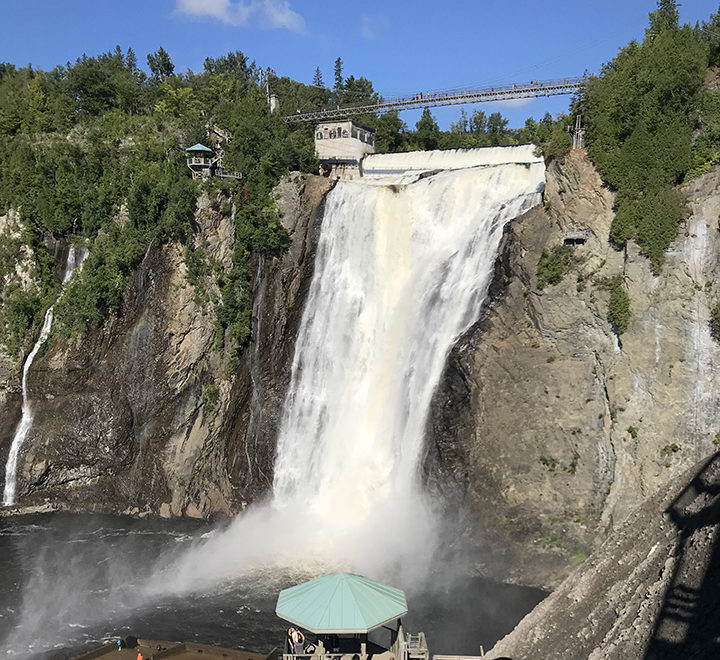 View of the Montmorency Falls waterfall in Canada